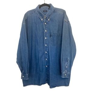 Izod Denim Long‎ Sleeve Shirt Men's Size XXL